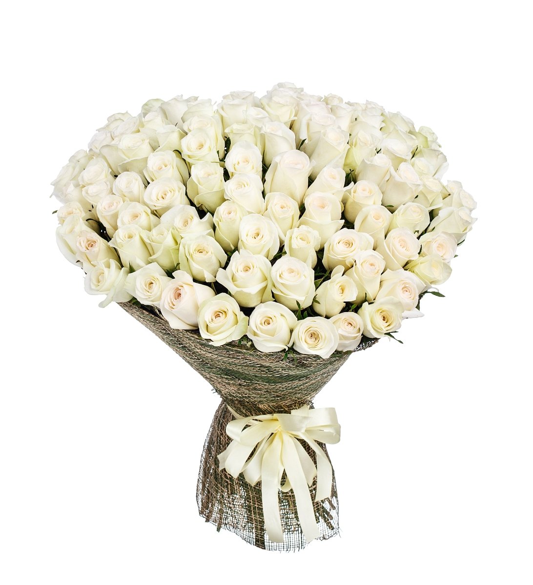 100 Premium Long Stem White Roses Flower Bouquet - My Queen