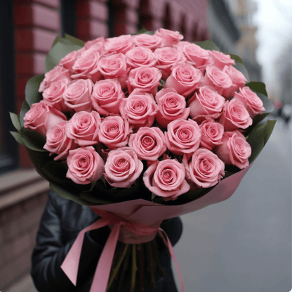 50 Premium Long Stem Pink Roses Flower Bouquet - My Queen