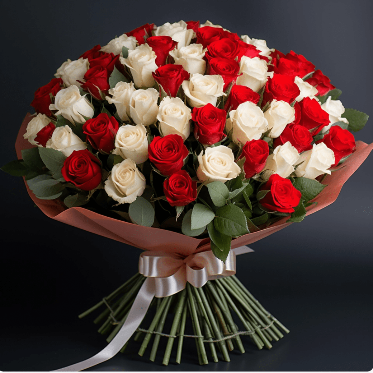 50 Premium Long Stem Roses Flower Bouquet two colors - My Queen