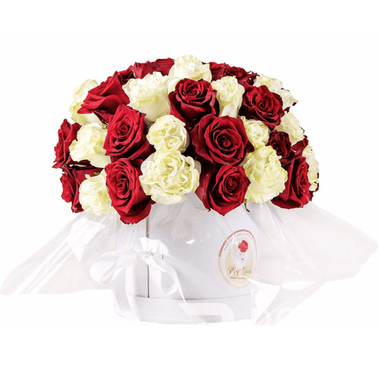 Flowers Gift Coperchio Box "Red&White" - My Queen