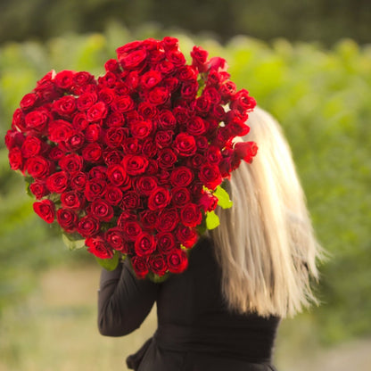 Hand - Tied Heart - shaped Bouquets | Premium Roses | 50 roses | 100 roses - My Queen