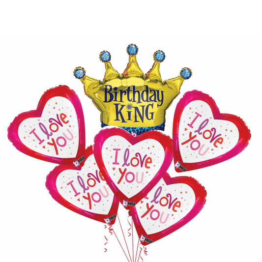 Happy Birthday, King! Balloons bouquet (5pcs) - My Queen