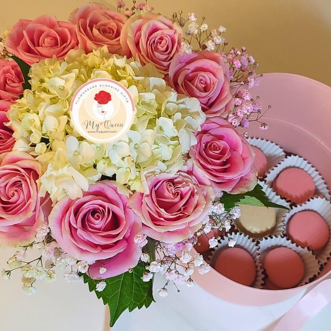 Happy Day | Surprise flower box with french macaroons - My Queen