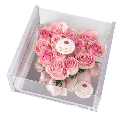 Magic Mirror Pink Roses | Unique shaped flower gift box - My Queen