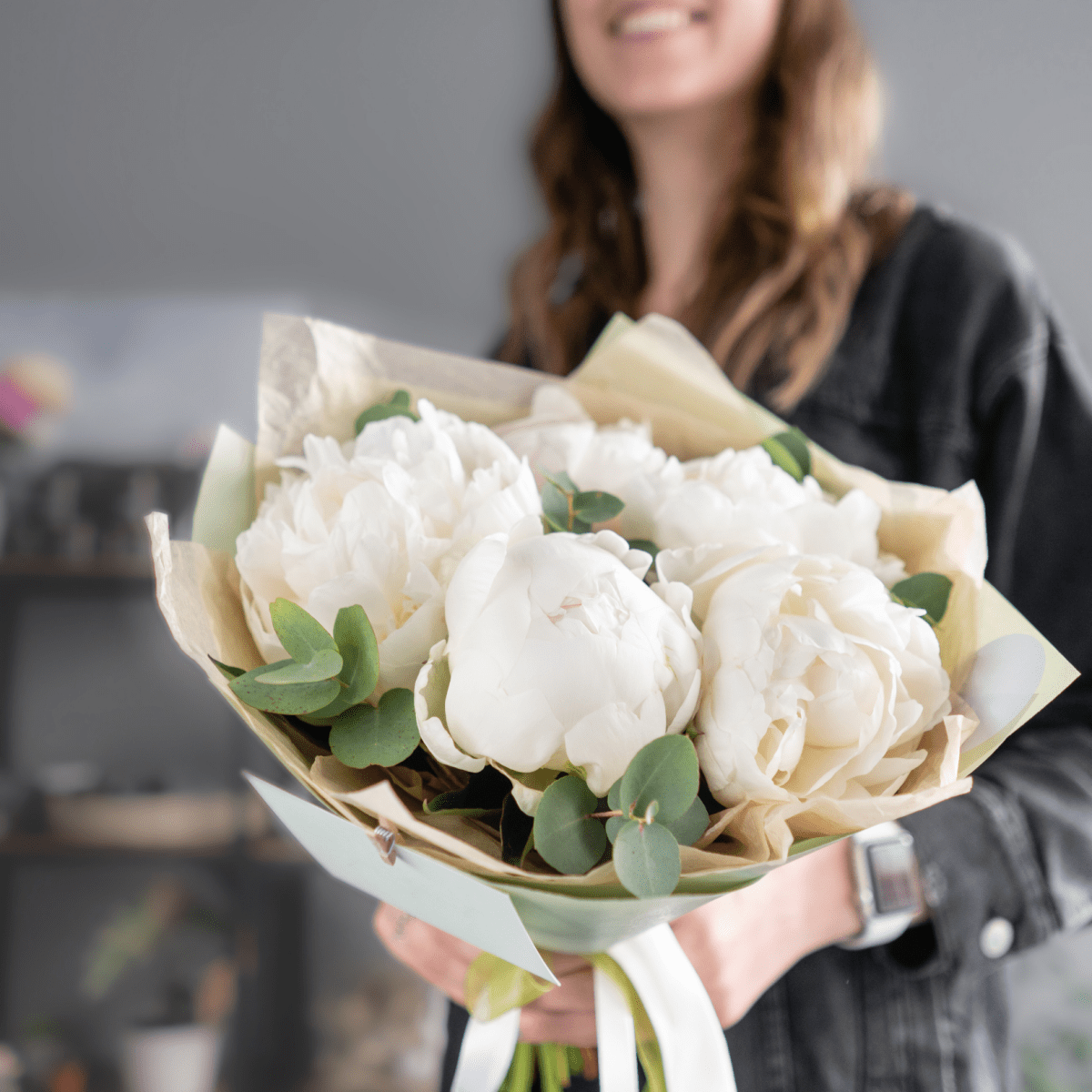 Peonies bouquet "White Queen" from 10 - 100 pcs - My Queen