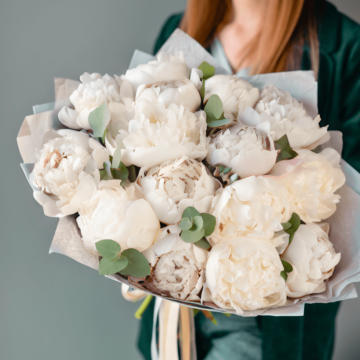 Peonies bouquet "White Queen" from 10 - 100 pcs - My Queen