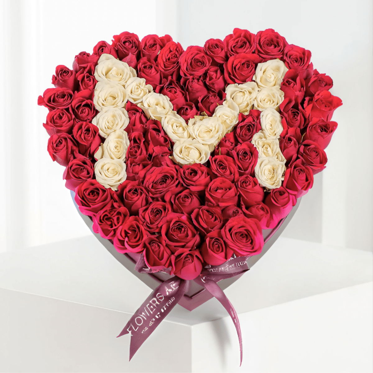 Personalized Heart - Shaped Rose Box: Custom Initials |Online Exclusive in Multiple Sizes - My Queen