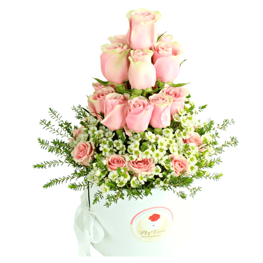 Pink Flowers Cake | Flowers and macarons Surprise Gift Box - My Queen