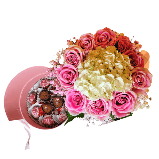 Pretty in Pink | Surprise flower box with dipped in chocolate strawberries - My Queen